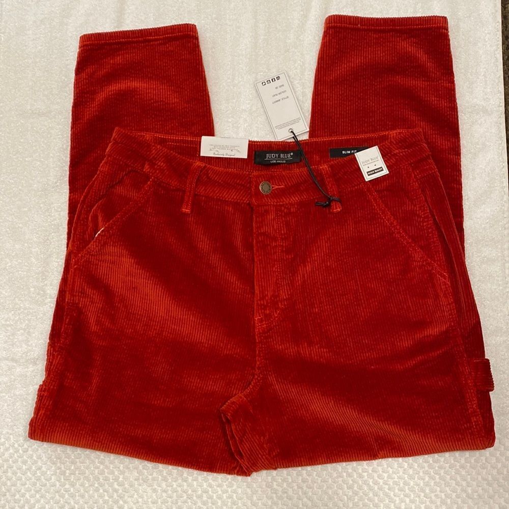 Judy Blue Slim Fit High Waist Rust Cotton Stretch Corduroy Jeans Size 29 - Picture 7 of 15